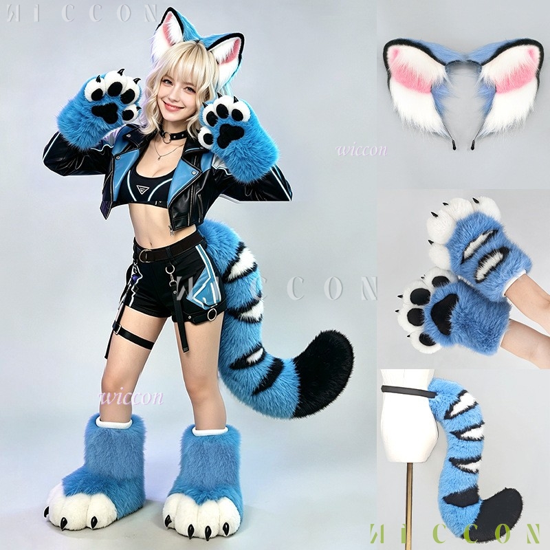 Anime Cosplay Ladies - Derpyy Niebieski Zestaw Uszu i Ogonu