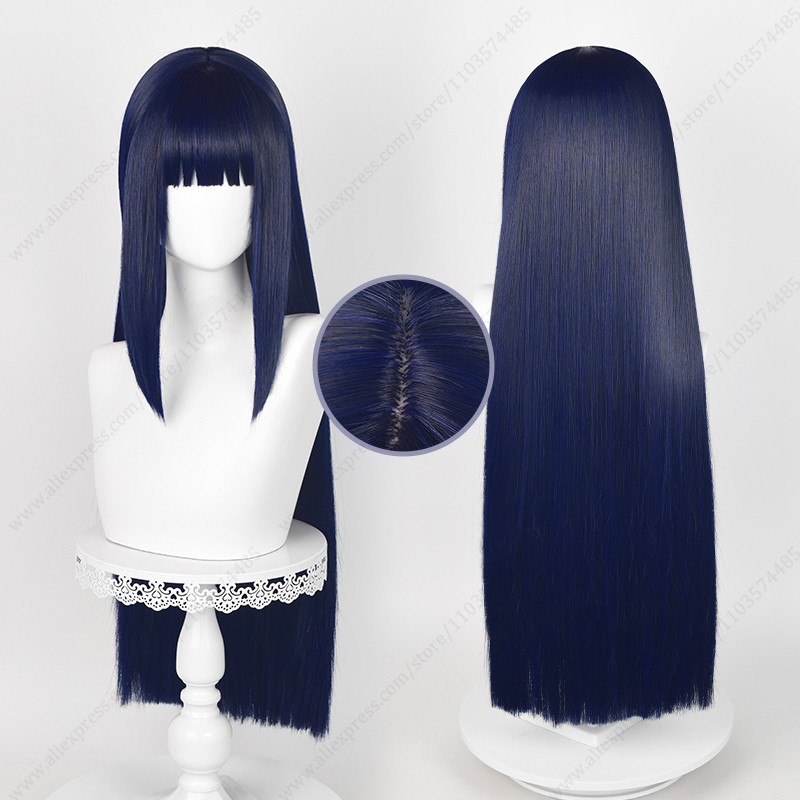 Anime Cosplay Blue Hair - Peruka do cosplayu Hinata Hyuga, niebiesko-czarna,